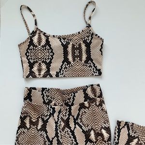 Snakeskin Yoga Set Crop Top Flare Pants